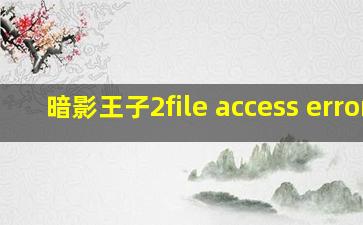 暗影王子2file access error